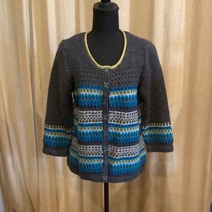 Sundance Sweater Womens Medium Cardigan Lambswool Blend 3/4 Sleeve